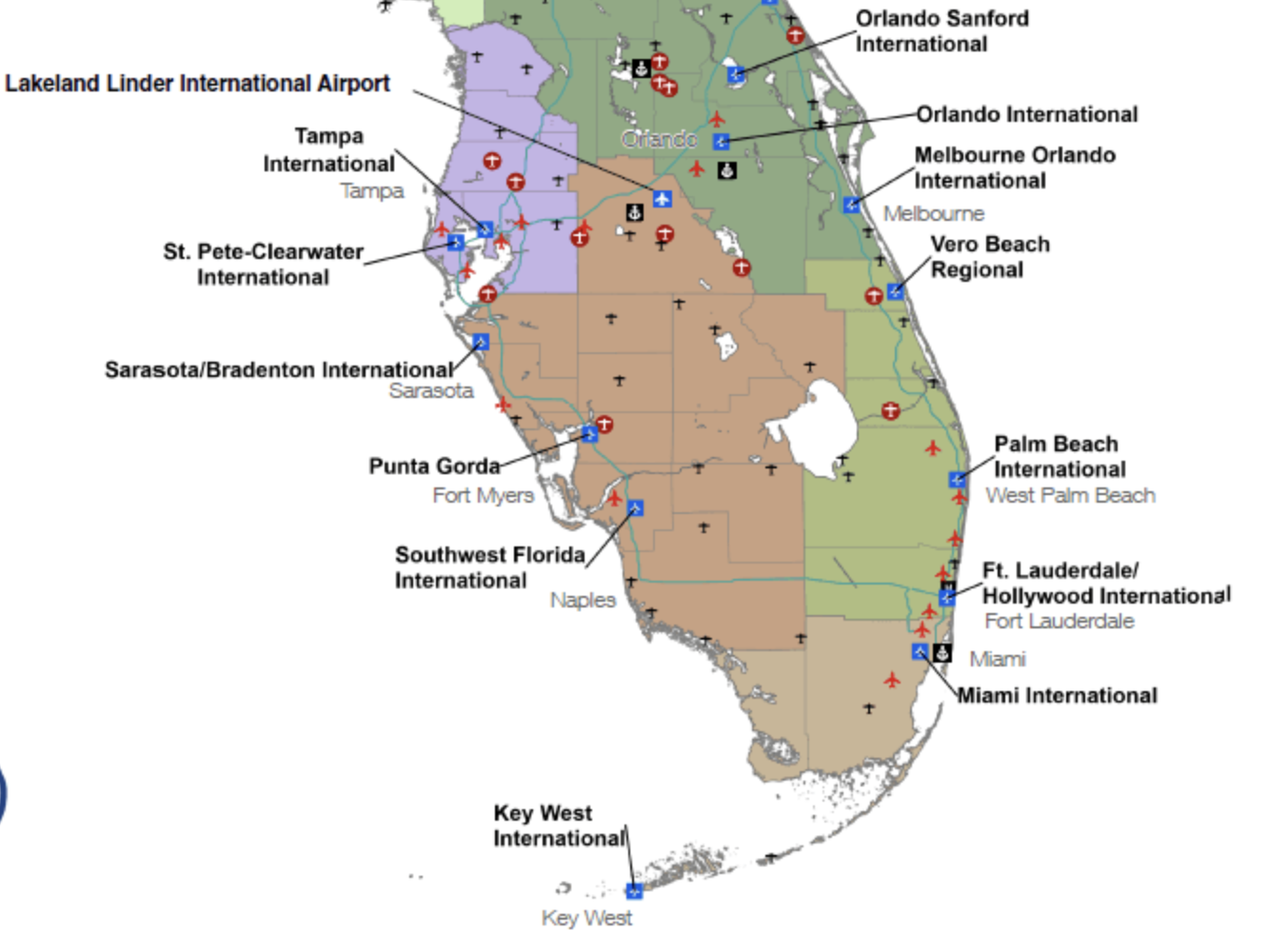 Florida Map or Aiports